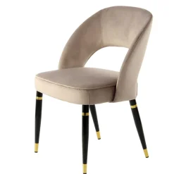 Wohnen Stühle<Design Polsterstühle in Taupe Samt - Vannah (2er Set)