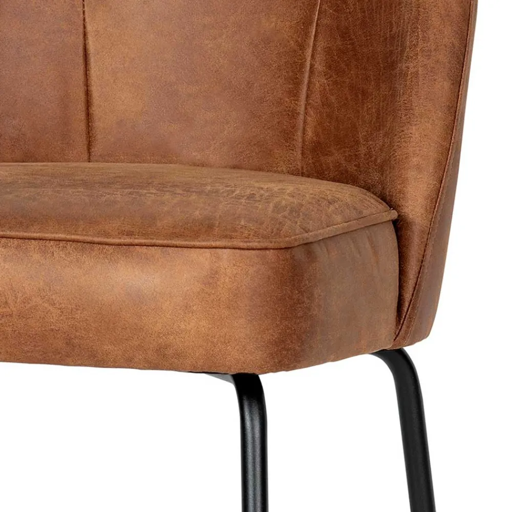 Wohnen Stühle<Design Recyclingleder Stuhl in Braun - Kegadamo (2er Set)