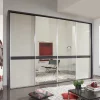 Wohnen Kleiderschränke|Schränke<Design Schrank mit Spiegel & Glas Front Hellgrau - Capolyna