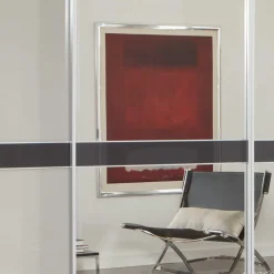 Wohnen Kleiderschränke|Schränke<Design Schrank mit Spiegel & Glas Front Hellgrau - Capolyna