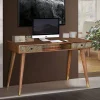 Wohnen Tische<Design Schreibtisch aus Mangoholz und Metall - Filurina