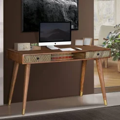 Wohnen Tische<Design Schreibtisch aus Mangoholz und Metall - Filurina