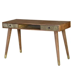 Wohnen Tische<Design Schreibtisch aus Mangoholz und Metall - Filurina
