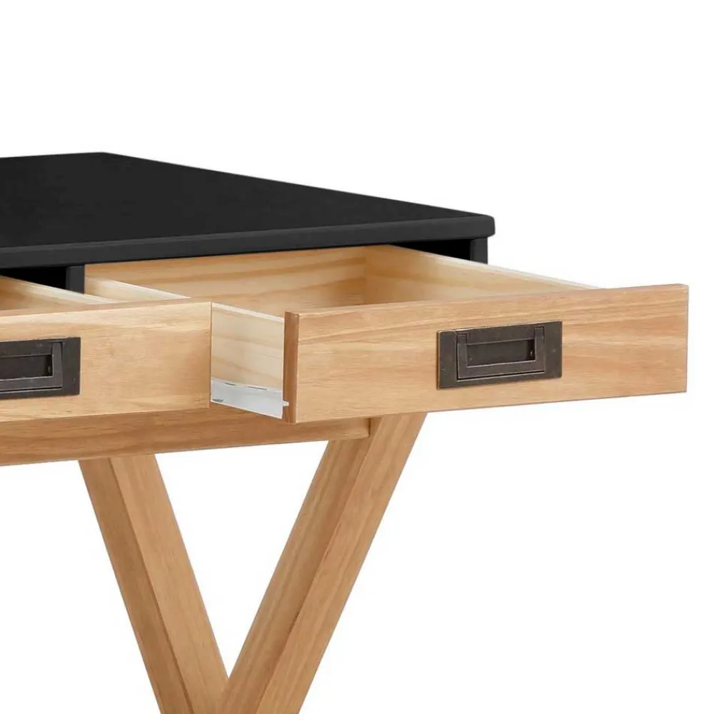 Wohnen Tische<Design Schreibtisch in Schwarz und Kiefer Natur - Adios