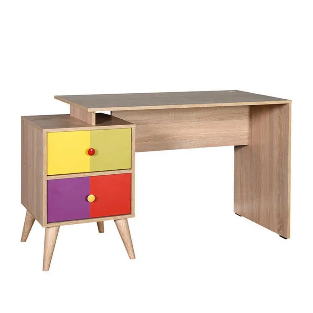 Wohnen Tische<Design Schreibtisch in Sonoma-Eiche & Bunt - Reddnas