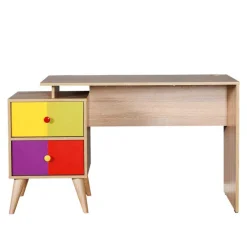 Wohnen Tische<Design Schreibtisch in Sonoma-Eiche & Bunt - Reddnas