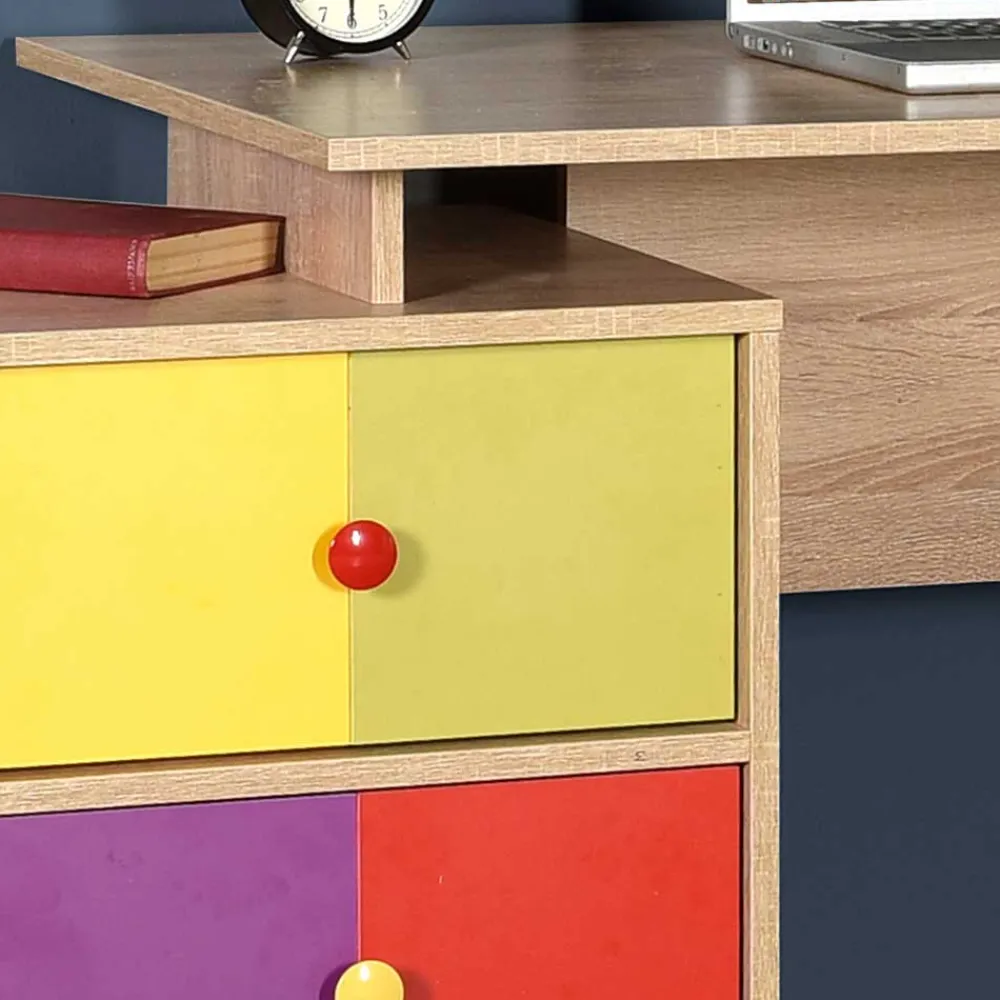 Wohnen Tische<Design Schreibtisch in Sonoma-Eiche & Bunt - Reddnas