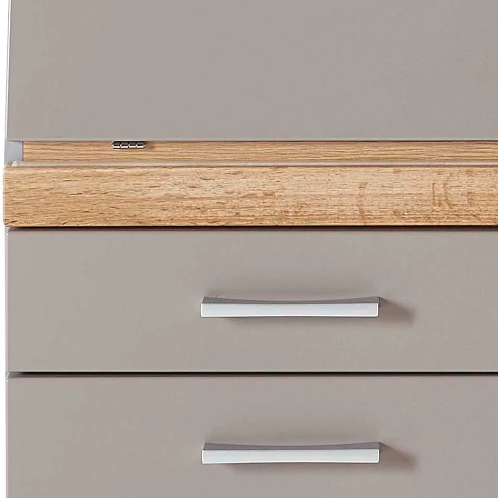 Wohnen Highboards<Design Sekretär in Grau & Eiche NB - Zella