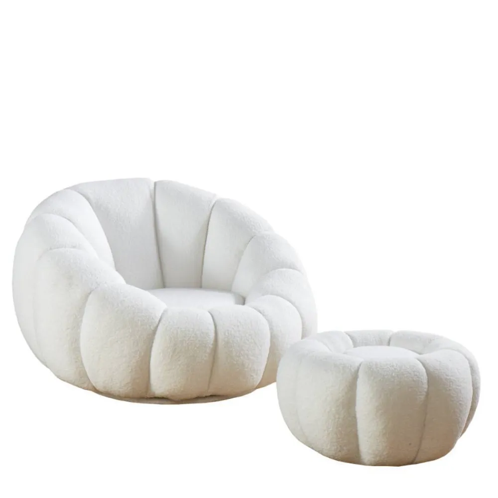 Wohnen Sessel<Design Sessel mit Hocker Set - Zyrano (zweiteilig)