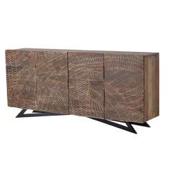 Wohnen Sideboards<Design Sideboard aus Akazienholz mit Schnitzerei - Merlan