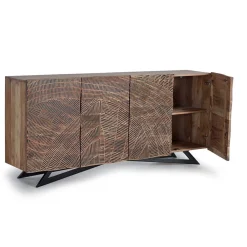 Wohnen Sideboards<Design Sideboard aus Akazienholz mit Schnitzerei - Merlan