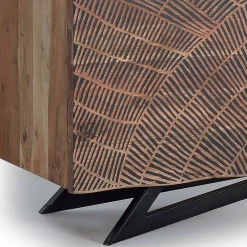 Wohnen Sideboards<Design Sideboard aus Akazienholz mit Schnitzerei - Merlan