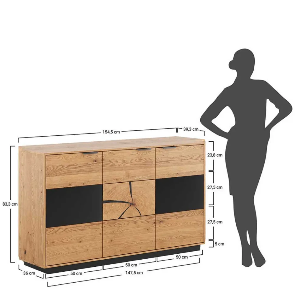Wohnen Sideboards<Design Sideboard aus Eiche und Glas - Masicuri
