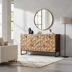 Wohnen Sideboards<Design Sideboard in Bronze und Mango Natur - Bensez