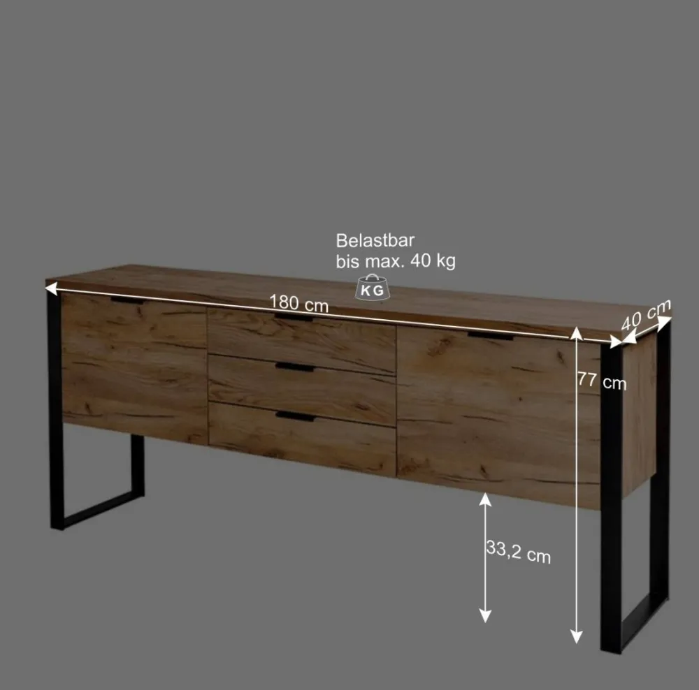 Wohnen Sideboards<Design Sideboard in Eiche Optik - Ilvensa
