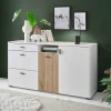 Wohnen Sideboards<Design Sideboard in Mattweiß mit Wildeiche - Nenaloro