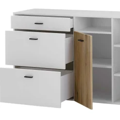 Wohnen Sideboards<Design Sideboard in Mattweiß mit Wildeiche - Nenaloro