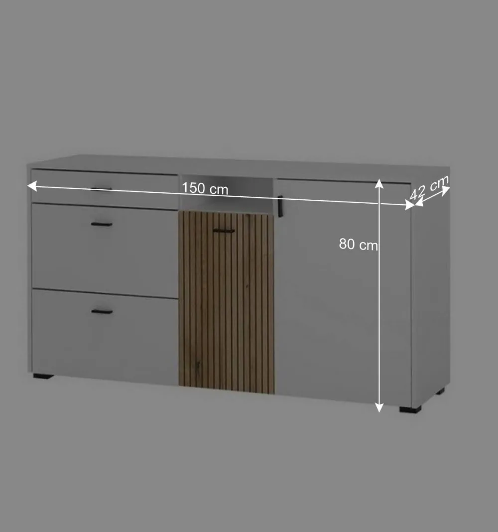 Wohnen Sideboards<Design Sideboard in Mattweiß mit Wildeiche - Nenaloro