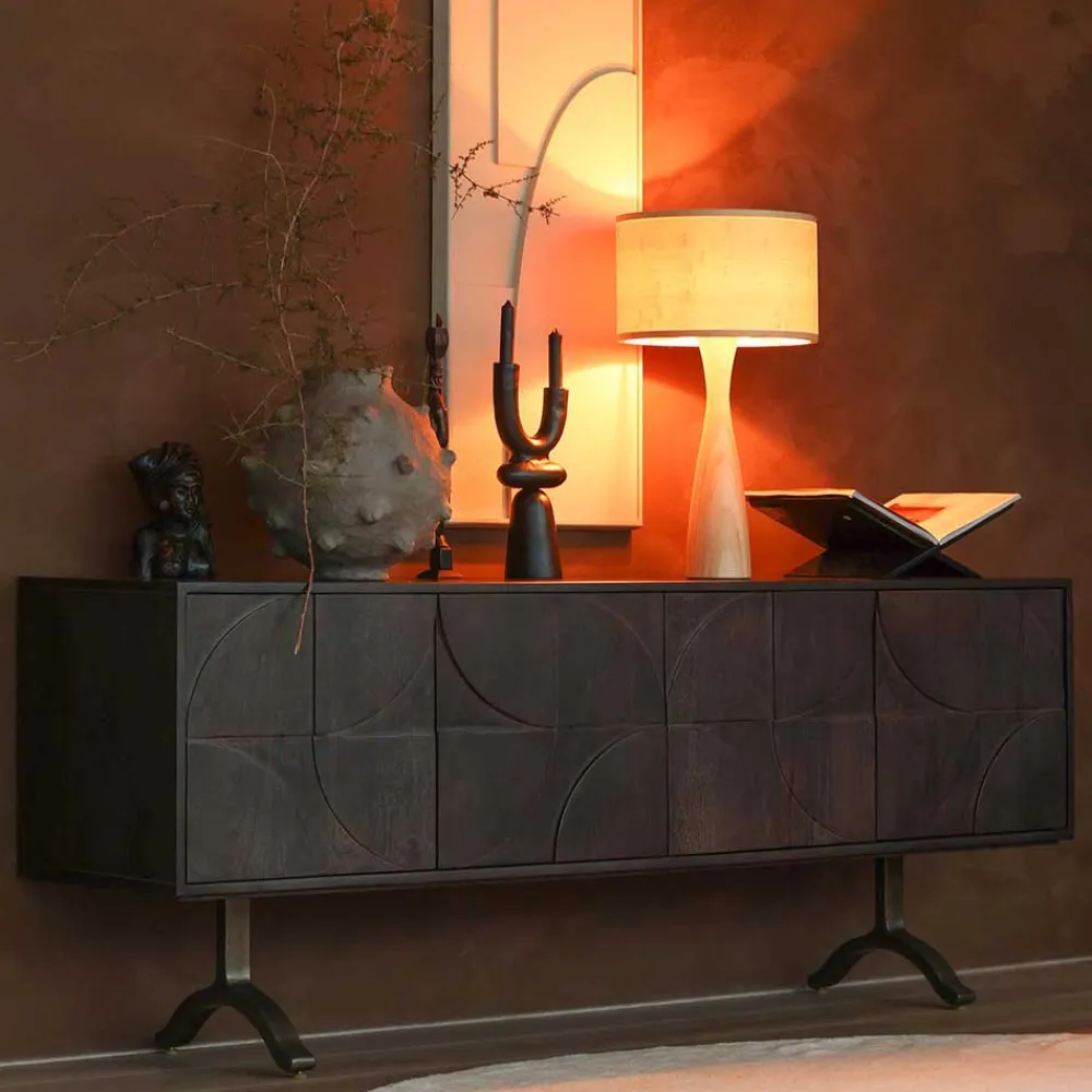 Wohnen Tv & Hifi-Möbel<Design Sideboard in Nussbaum aus Mango Holz - Pisino