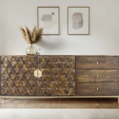 Wohnen Sideboards<Design Sideboard in Walnussbraun und Gold - Feregato