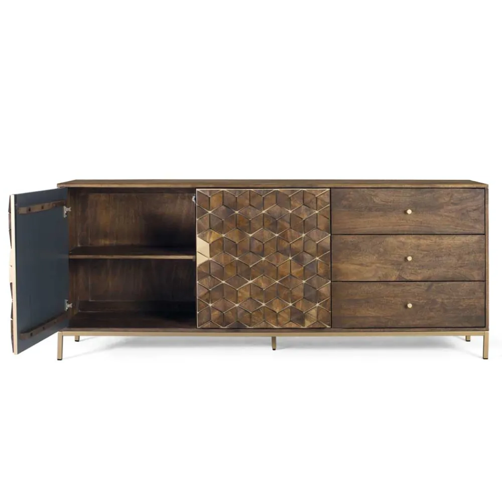 Wohnen Sideboards<Design Sideboard in Walnussbraun und Gold - Feregato