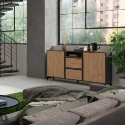 Wohnen Sideboards<Design Sideboard in Wildeiche NB & Anthrazit - Kiss