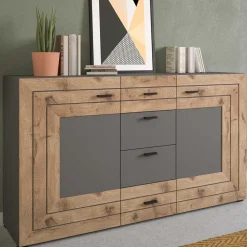 Wohnen Sideboards<Design Sideboard in Wildeiche NB & Grau - Scarlett