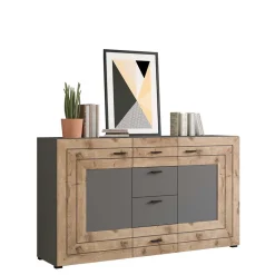 Wohnen Sideboards<Design Sideboard in Wildeiche NB & Grau - Scarlett