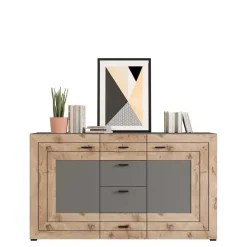 Wohnen Sideboards<Design Sideboard in Wildeiche NB & Grau - Scarlett