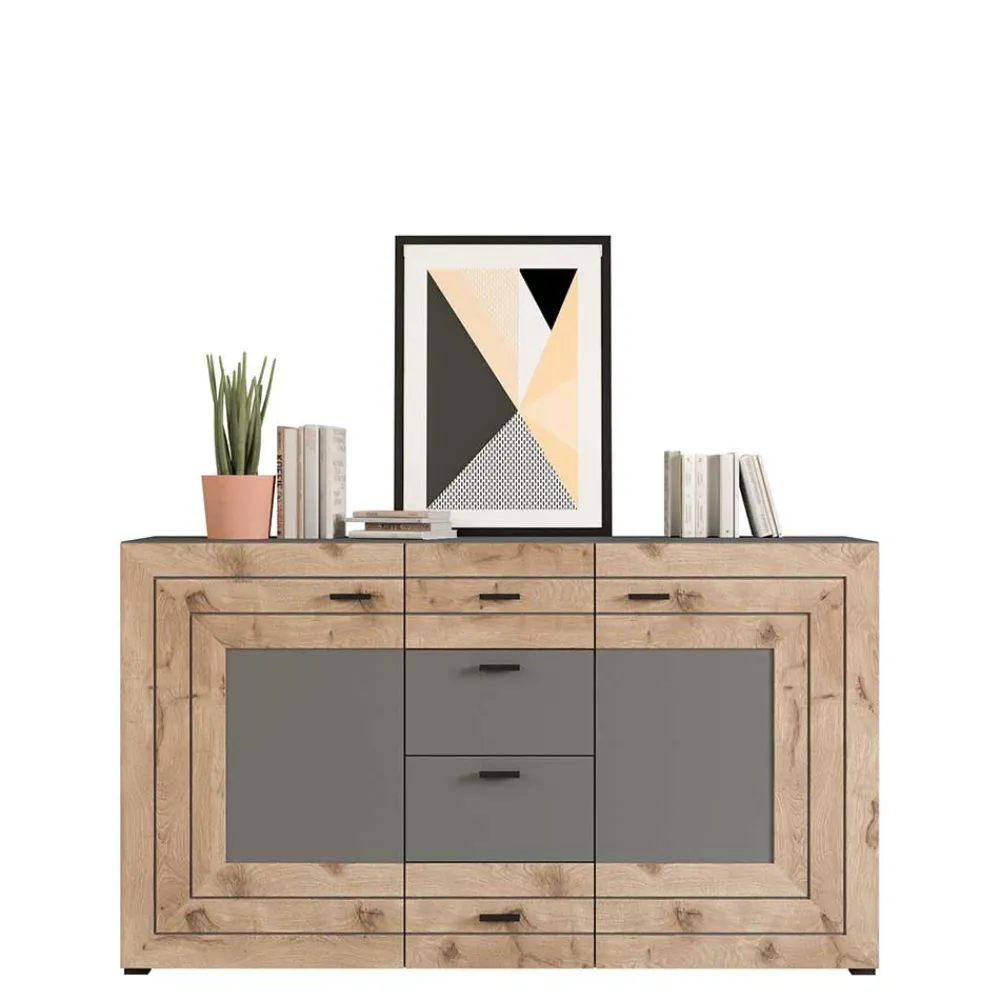Wohnen Sideboards<Design Sideboard in Wildeiche NB & Grau - Scarlett