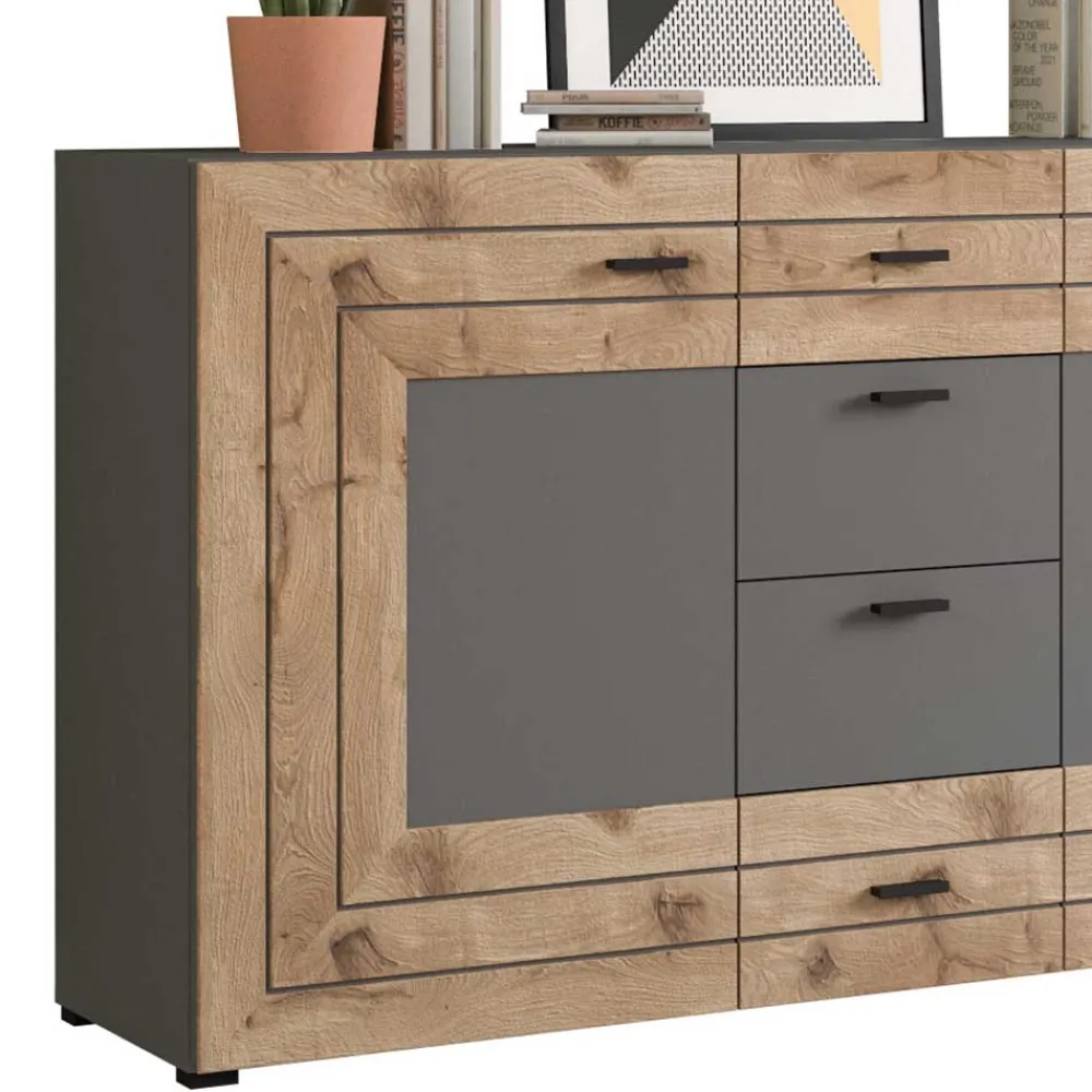 Wohnen Sideboards<Design Sideboard in Wildeiche NB & Grau - Scarlett