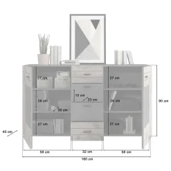 Wohnen Sideboards<Design Sideboard in Wildeiche NB & Grau - Scarlett