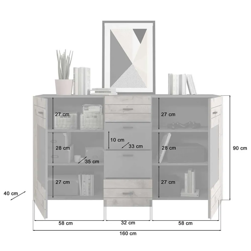 Wohnen Sideboards<Design Sideboard in Wildeiche NB & Grau - Scarlett