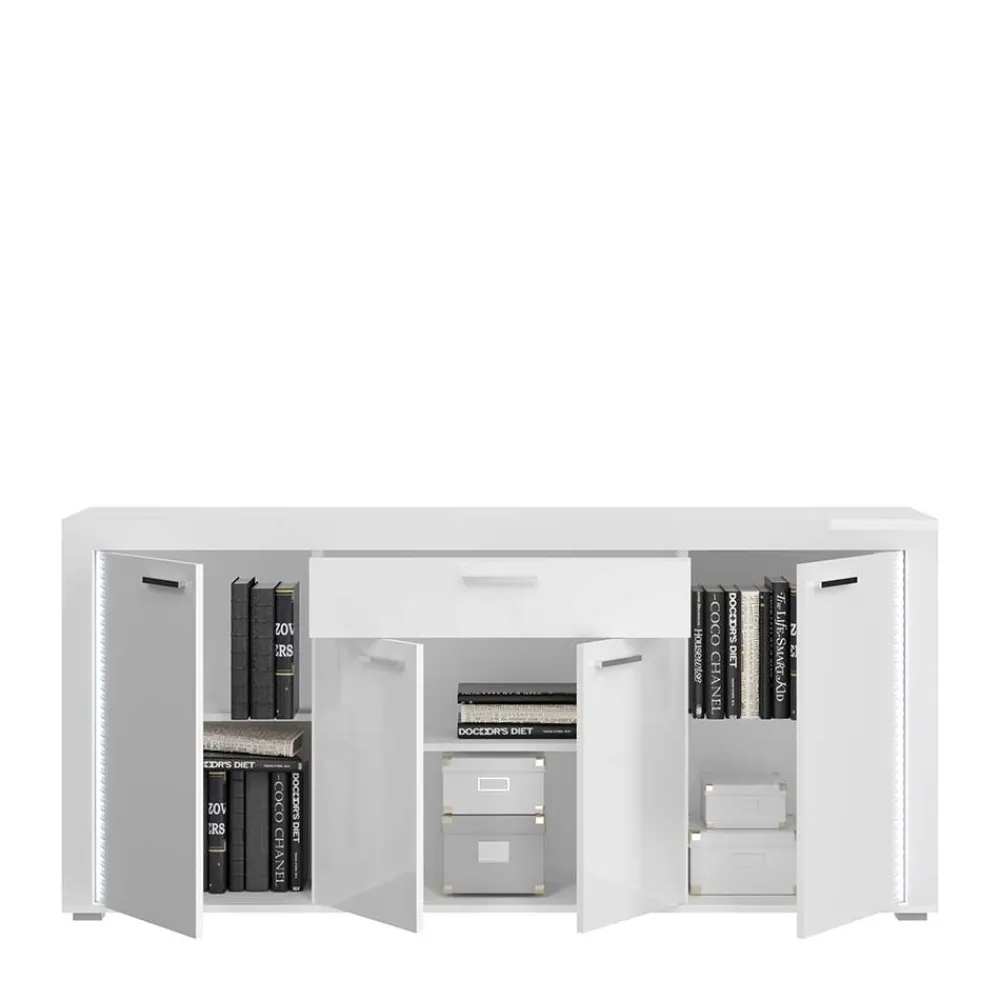 Wohnen Sideboards<Design Sideboard mit LED in Weiß Hochglanz - Gomata