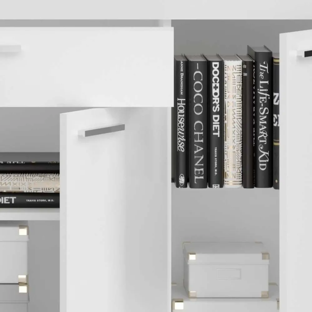 Wohnen Sideboards<Design Sideboard mit LED in Weiß Hochglanz - Gomata