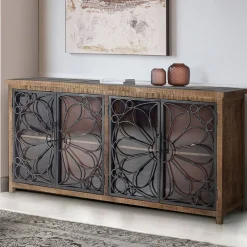 Wohnen Sideboards<Design Sideboard mit vier Glas Metalltüren - Everton
