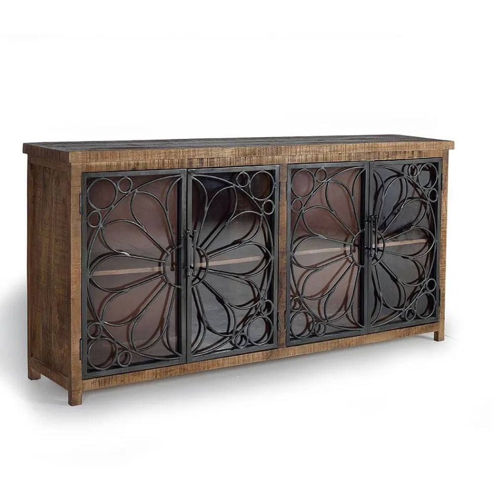 Wohnen Sideboards<Design Sideboard mit vier Glas Metalltüren - Everton