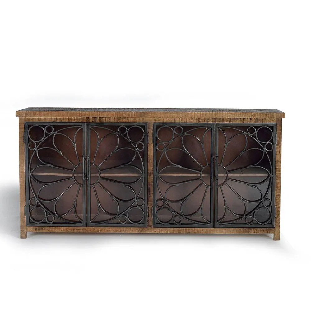 Wohnen Sideboards<Design Sideboard mit vier Glas Metalltüren - Everton