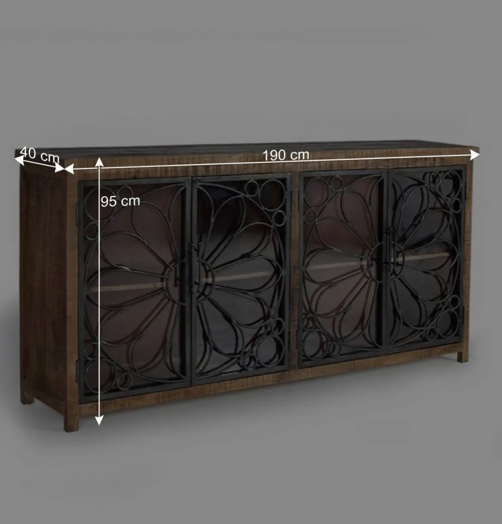 Wohnen Sideboards<Design Sideboard mit vier Glas Metalltüren - Everton