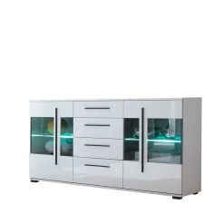 Wohnen Sideboards<Design Sideboard Nennja in Weiß Hochglanz Glas