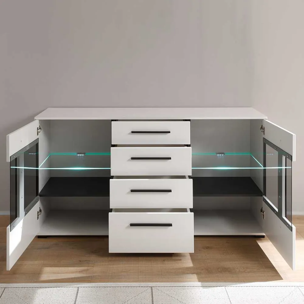 Wohnen Sideboards<Design Sideboard Nennja in Weiß Hochglanz Glas