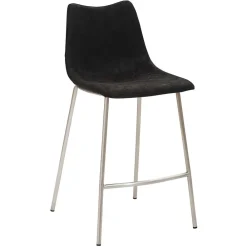Wohnen Hocker<Design Tresenstuhl in Schwarz & Edelstahl - Polaris