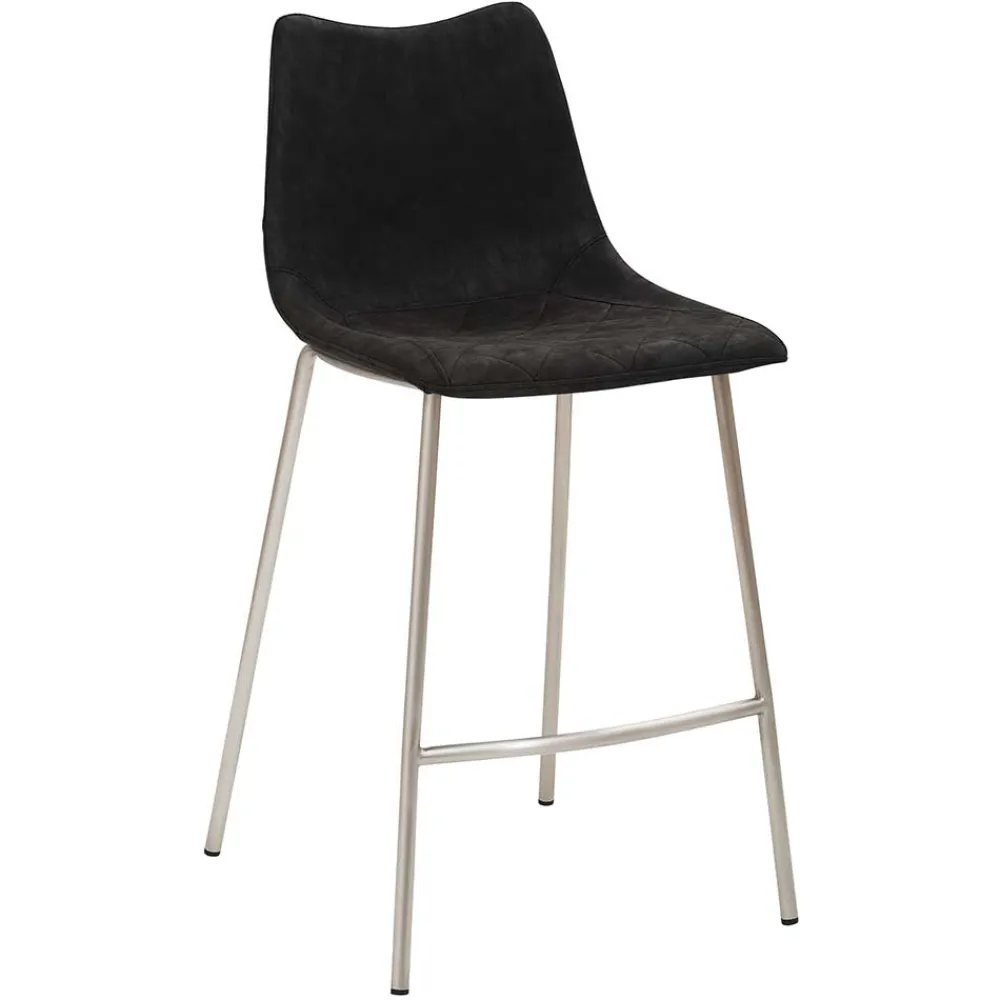 Wohnen Hocker<Design Tresenstuhl in Schwarz & Edelstahl - Polaris