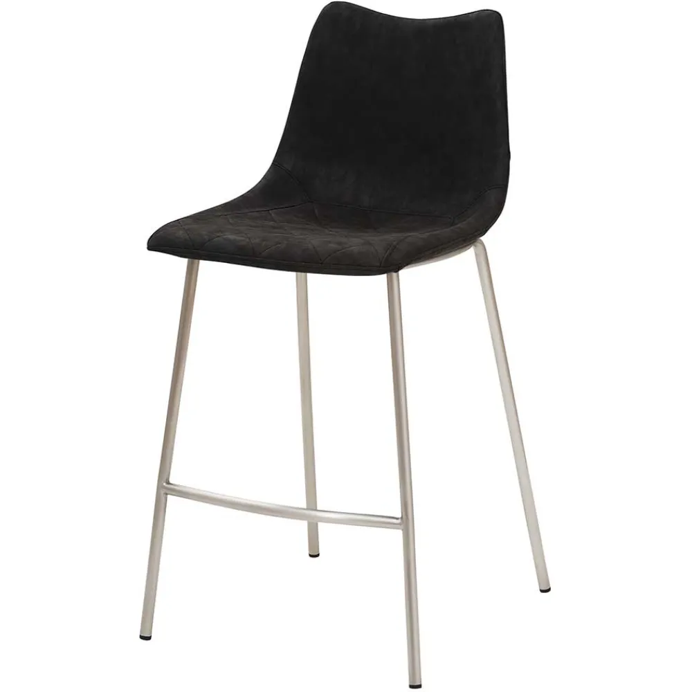 Wohnen Hocker<Design Tresenstuhl in Schwarz & Edelstahl - Polaris