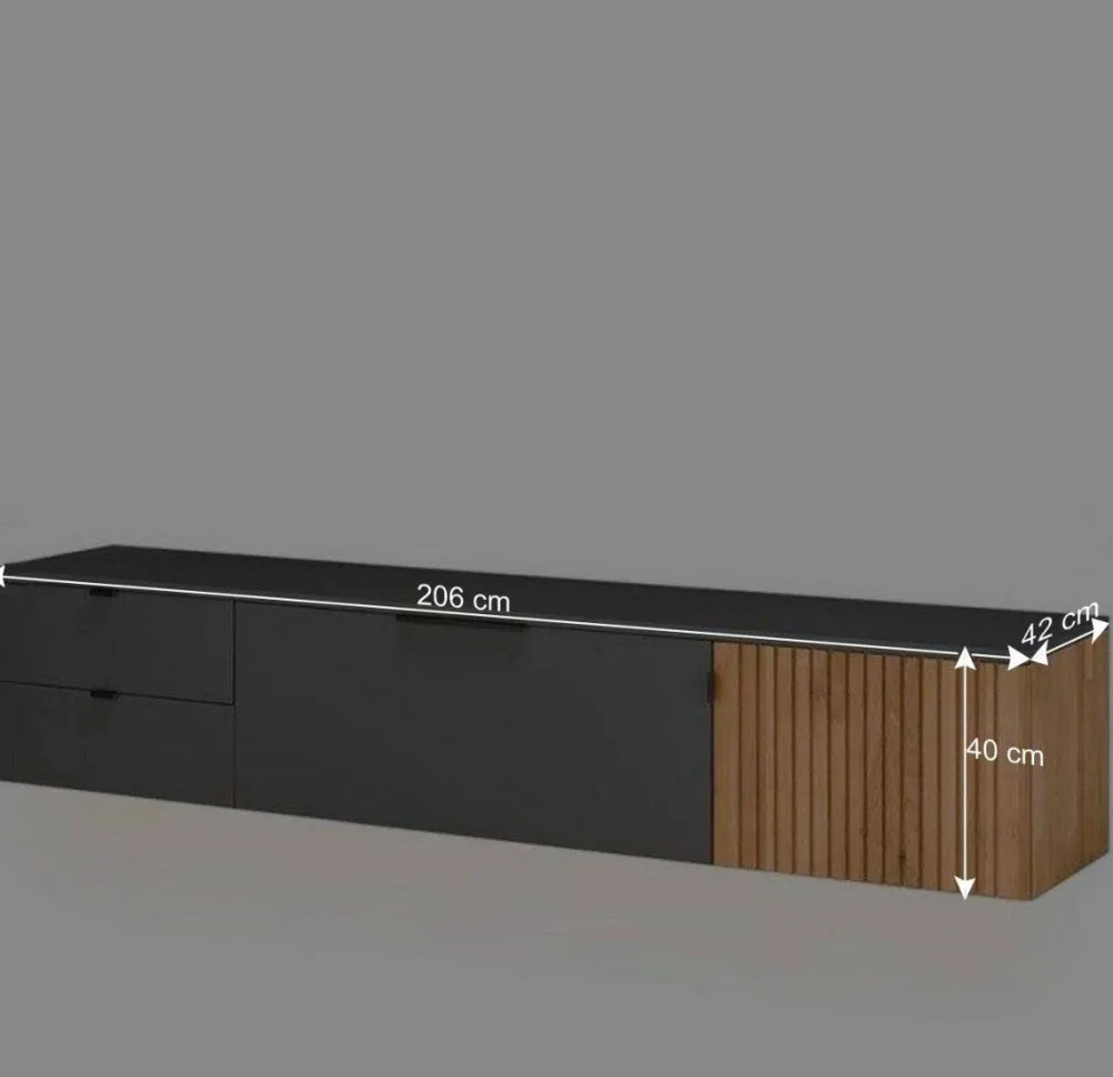 Wohnen Wohnwände<Design TV Anbauwand zweifarbig - Cruzca (dreiteilig)