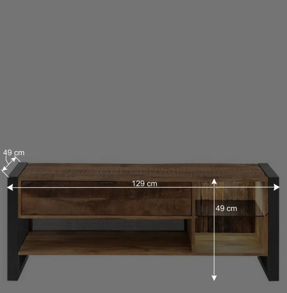 Wohnen Tv & Hifi-Möbel|Lowboards<Design TV Board aus Recyclingholz & Metall - Acira