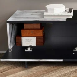 Wohnen Lowboards<Design TV Board im Marmor Optik und Schwarz - Gumerus