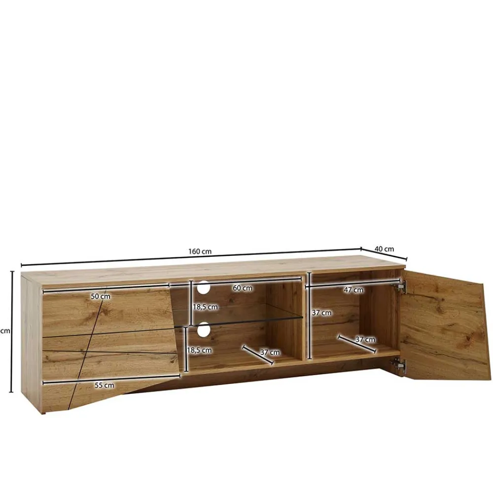 Wohnen Tv & Hifi-Möbel|Lowboards<Design TV Board in Eiche Optik - Senba