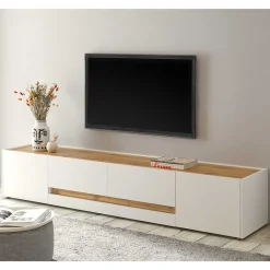 Wohnen Tv & Hifi-Möbel|Lowboards<Design TV Board in Weiß & Wildeiche Optik - Nonessia