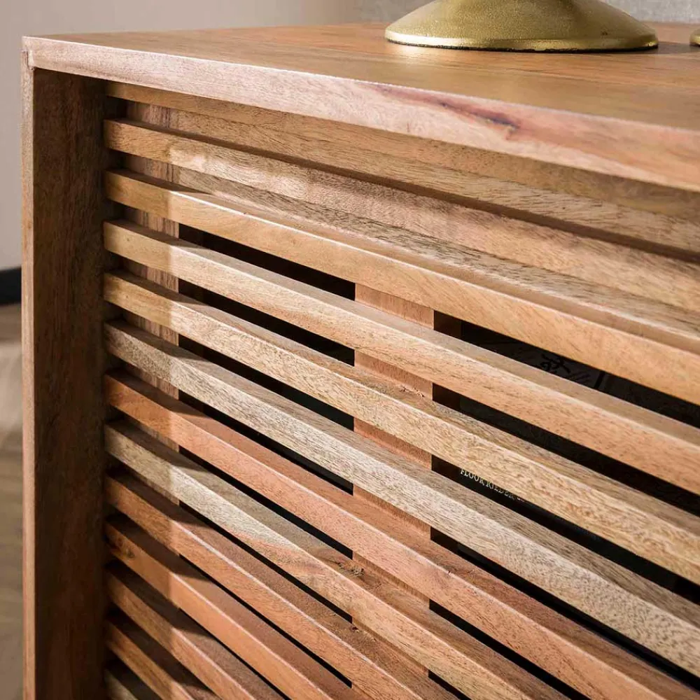 Wohnen Tv & Hifi-Möbel|Lowboards<Design TV Board mit Lamellen Schiebetüren - Janana